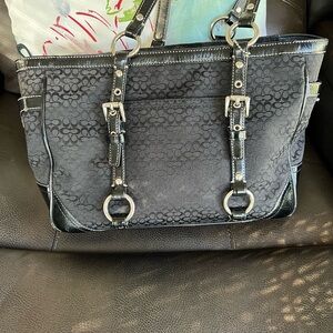 Coach Black Signature Shoulder Bag early 2000's